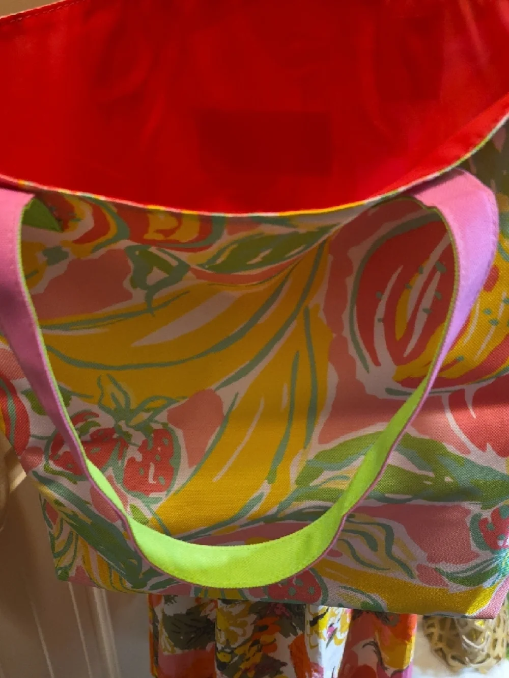 Lilly Pulitzer x Estée Lauder Pink & Yellow Tropical Canvas Tote - Picture 5 of 7